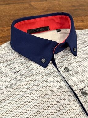 Greyson Clothiers Wind & Water Symbol Polo Shirt Men’s Small Blue White Golf